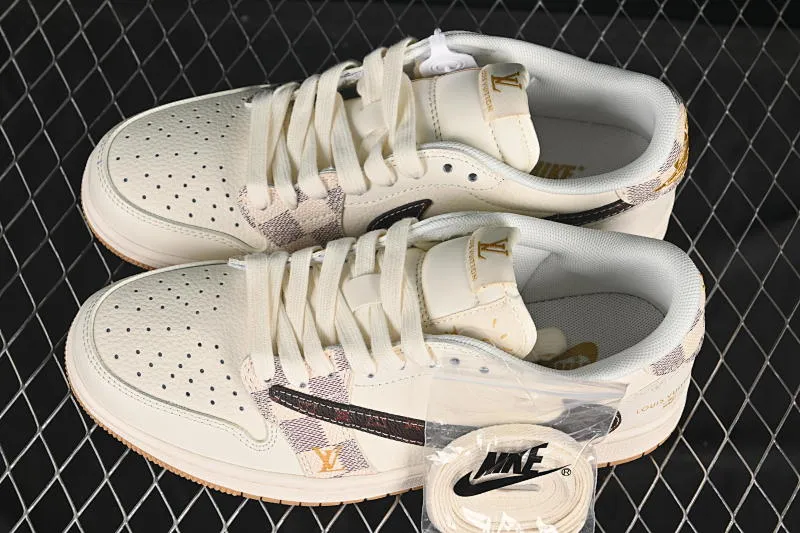 All categories Air Jordan Jordan series basketball shoes Air Jordan 1 Low High-end customized low-top sneakers Travis Scott x Fragment Design x Air Jordan 1 Low OG SP AJ1 Joe 1 LV joint beige checkered low-top cultural casual sneakers XS7089-617